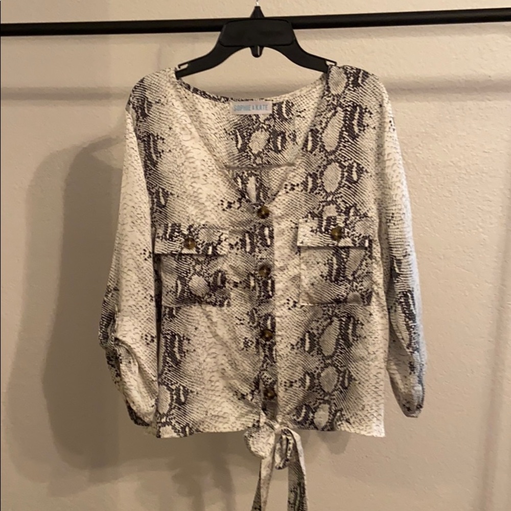 snake skin print long sleeve top